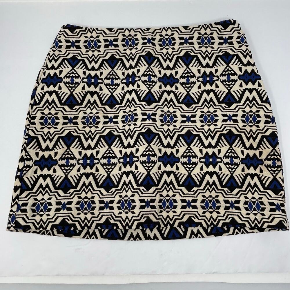 VTG 8 Divided 80s Skirt Mini Women Sz4 Native American Print Artsy Sturdy Cream